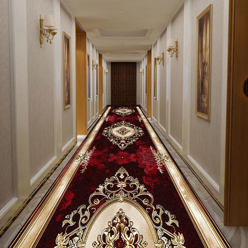 European Style Luxury Long Runner Carpet Hotel Corridor Decoration Washable Foldable Rugs Villa Stair Hallway Non-slip Floor Mat