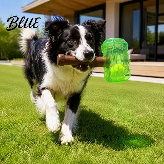 Outdoor Training Toys 2Pcs Squeaky Hammer Dog with Tennis Ball Inside, Interactive Fetch Toys, Inside Toy Rubber Chew for Medium Large Dogs