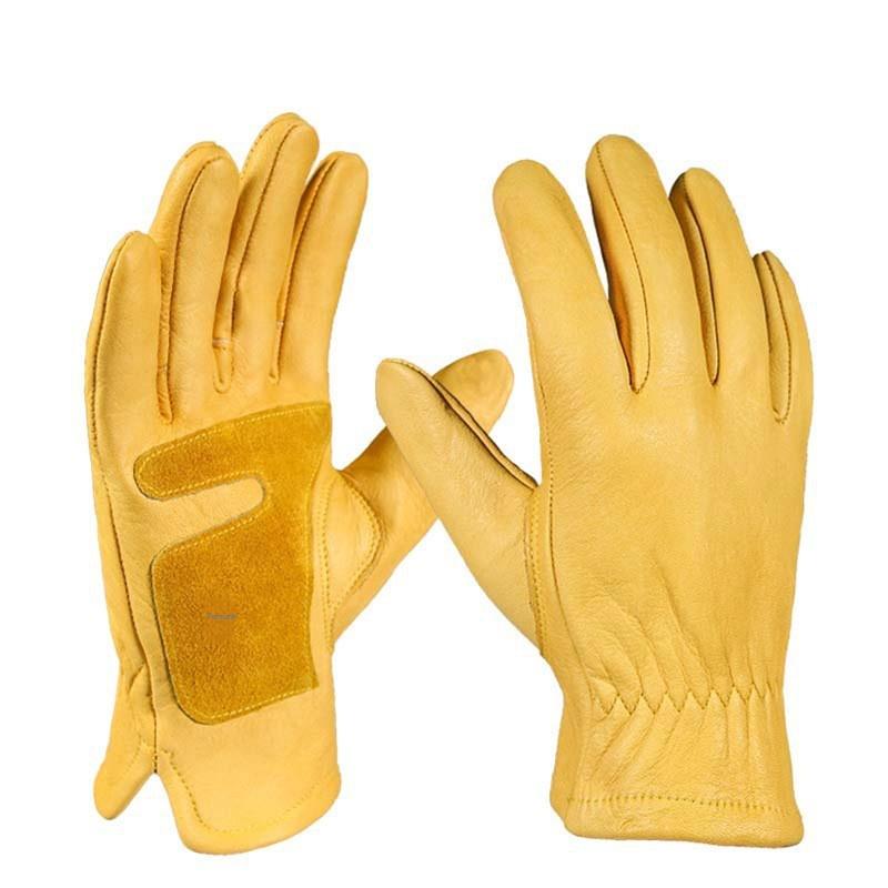 Reinforced Palm Cowhide Leather Winter Vintage Gloves Full Finger Heavy Duty Durable Thermal Eco-Friendly Skin Friendly Elastic M жёлтый