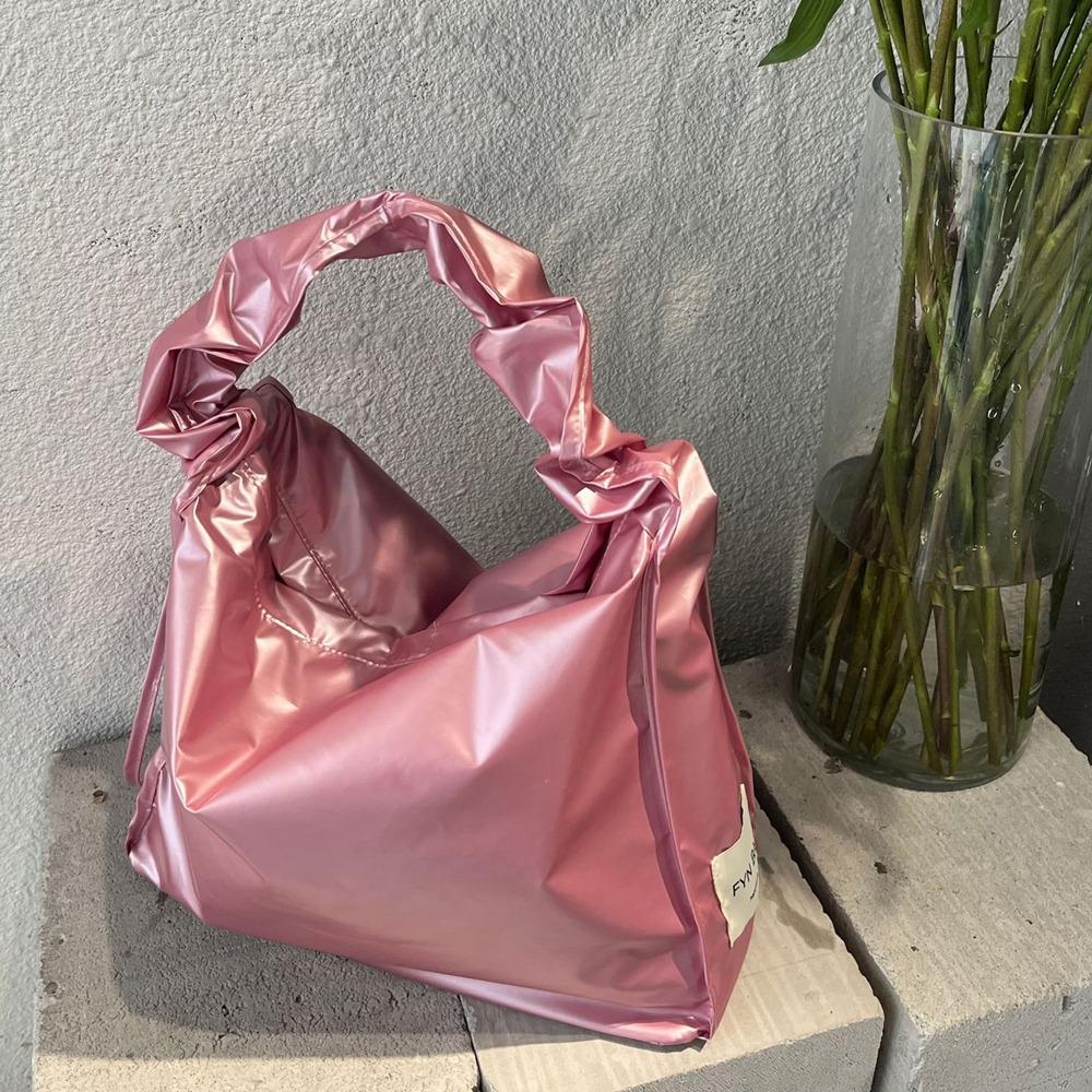 Handväska Dragskopåse Koreansk Stil Toteväska Trendig Veckad Nylon Axelväska Dam