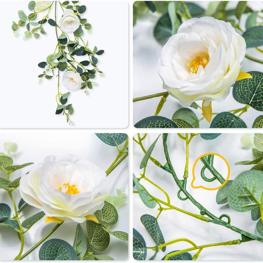 Simulation Camellia Rattan Wedding Office Home Garden Decoration Artificial Simulation Eucalyptus Leaf Rattan