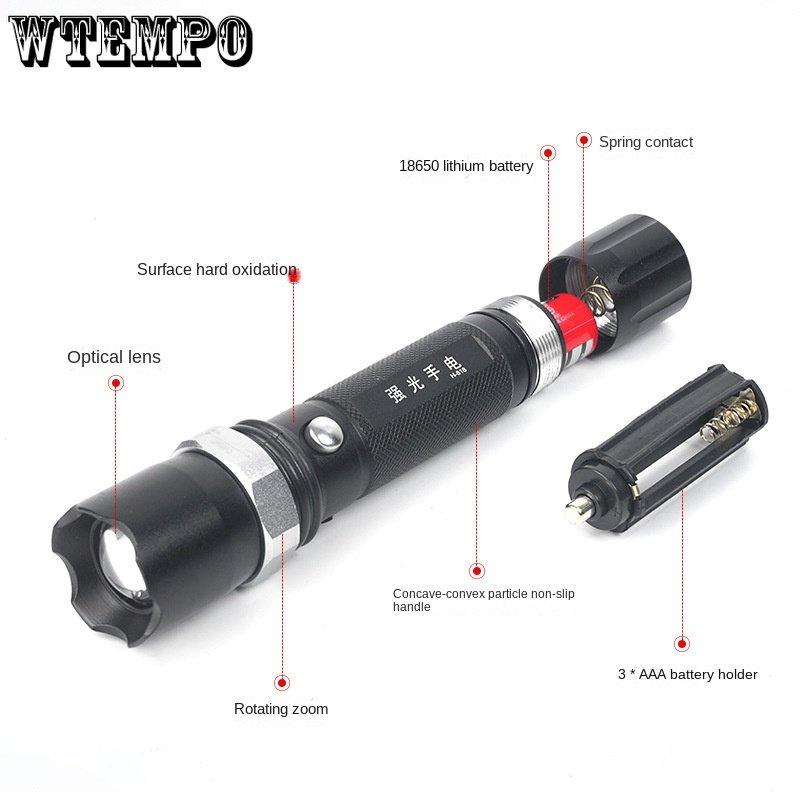 

Светодиодный фонарик с зарядкой Zoom Алюминиевый сплав Уличный водонепроницаемый фонарик с сильным светом Фонарик с сильным светом