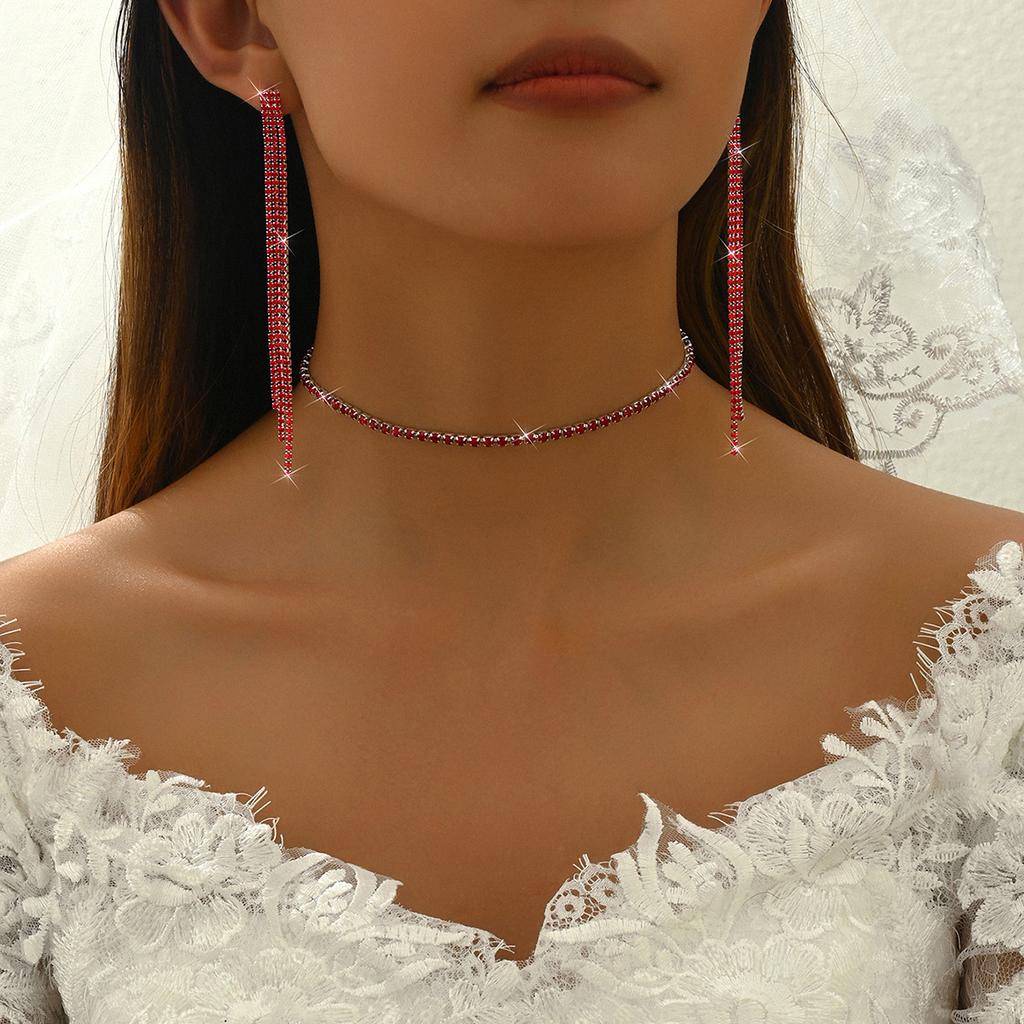 Fashionably Simple Diamond-studded Ring, Bracelet, Earrings And Necklace Set For Women. Bridal Jewelry Set.