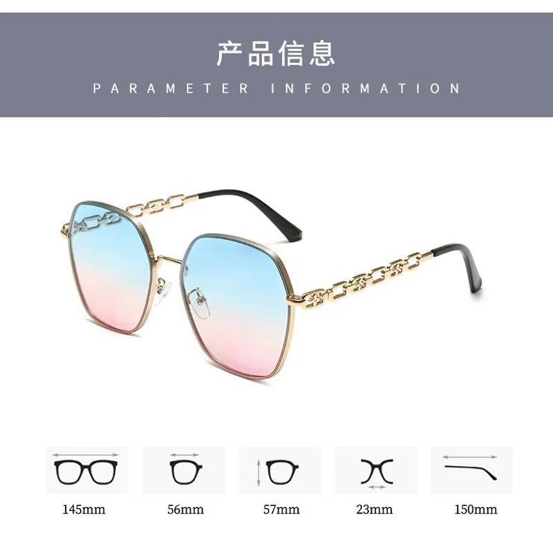 Xiaomi 2024 New Polygon Metal Large Frame Small Fragrant Wind Sunglasses Plain Thin Sunshade Sunglasses