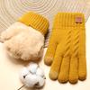 Knit Gloves Winter Women Double Layer Fleece Lined Thick Cold Proof Warm Cycling Outdoor Touchscreen Gloves