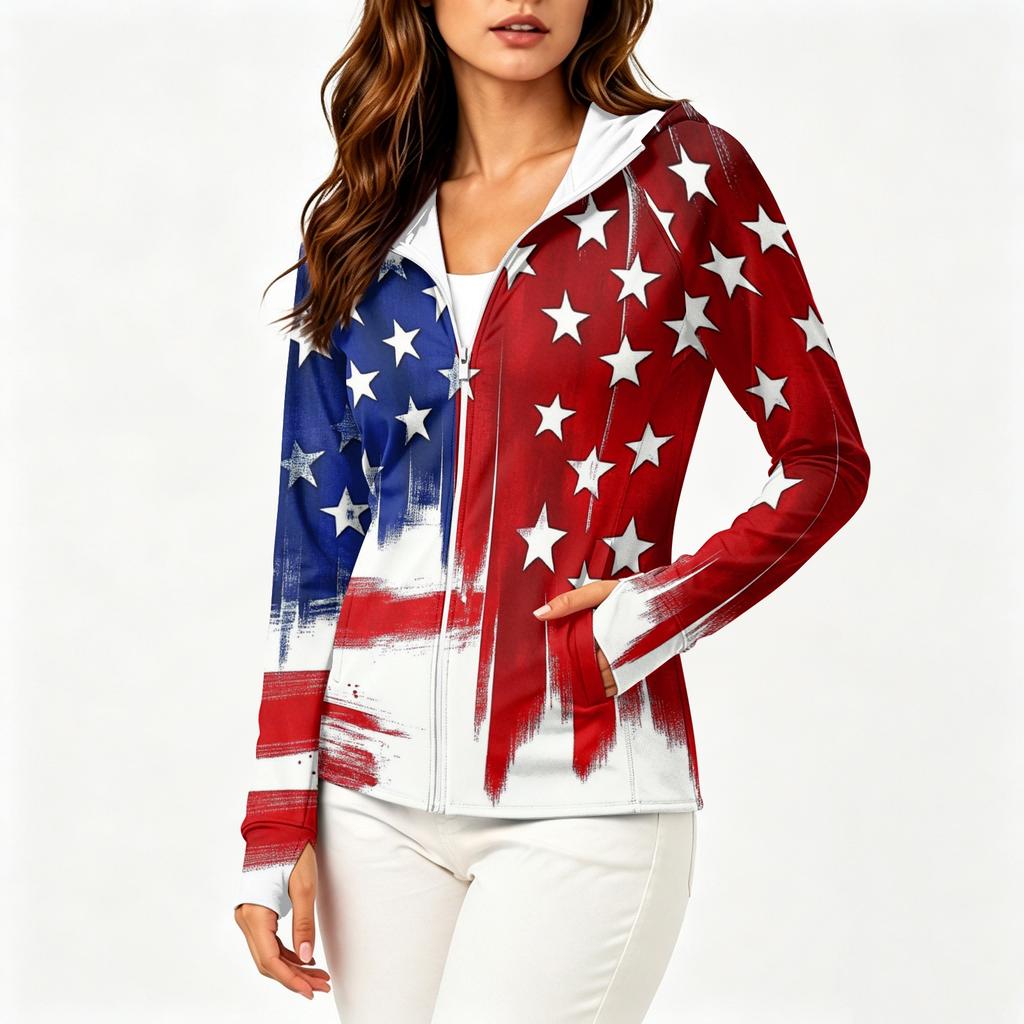 Women's Lightweight Hooded Jacket with Full Zip Front Pockets Long Sleeve Sun Protection Outerwear for Outdoor Activities