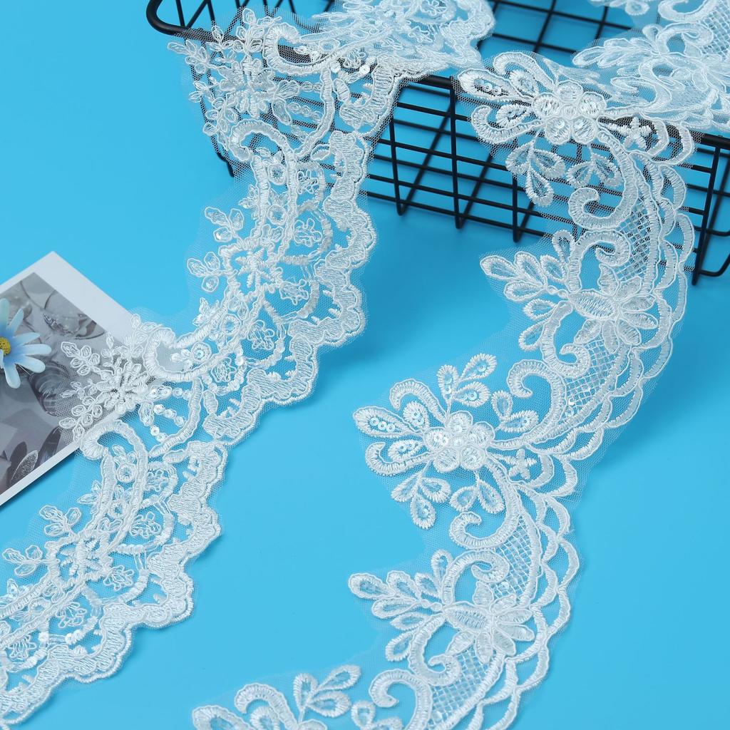 Car Bone Lace Embroidery Lace Accessories Book White Transparent Piece Lace Wedding Veil Embroidery Accessories 16Cm