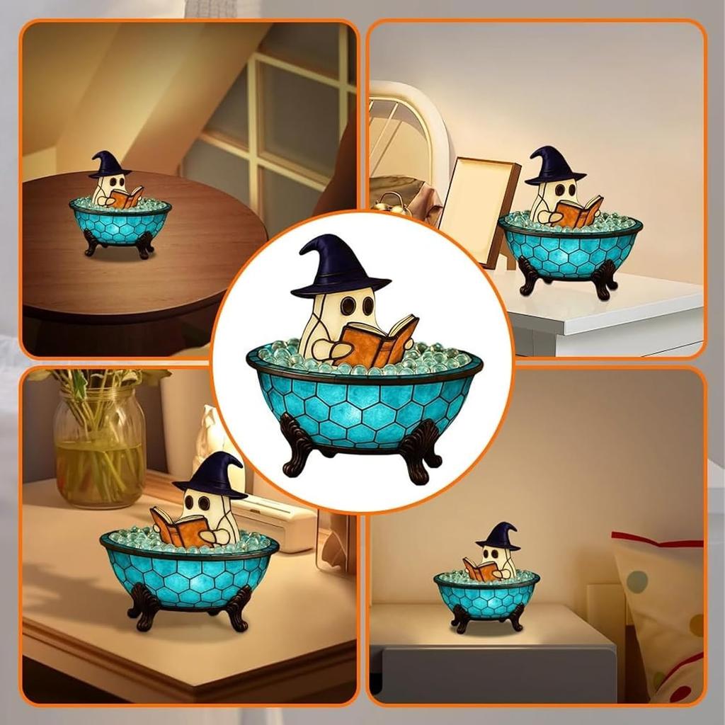 New Ghost Bubble Bath Light Halloween Ghost Night Light Color Changing Atmosphere Light Halloween Gift Ghost Bathtub Ornament