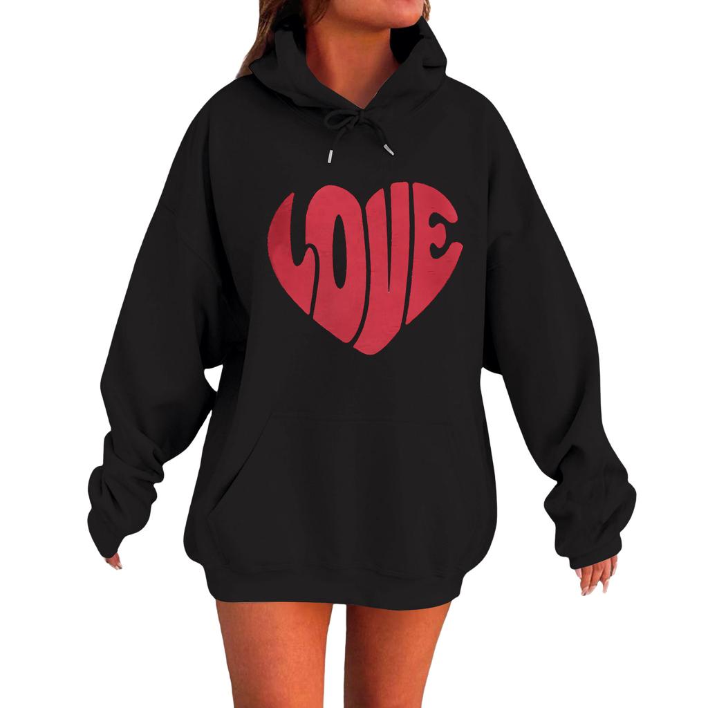 Women's Loose Comfortable Casual Fashionable Love Printed Long Sleeved Sweatshirt