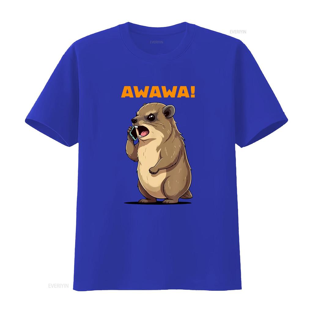 Klippschliefer Awawa Wütender Telefonanruf Lustiges Murmeltier Dassie T-Shirt Vintage Oberteil Für Den Alltag Lässig Vielseitig Vintage