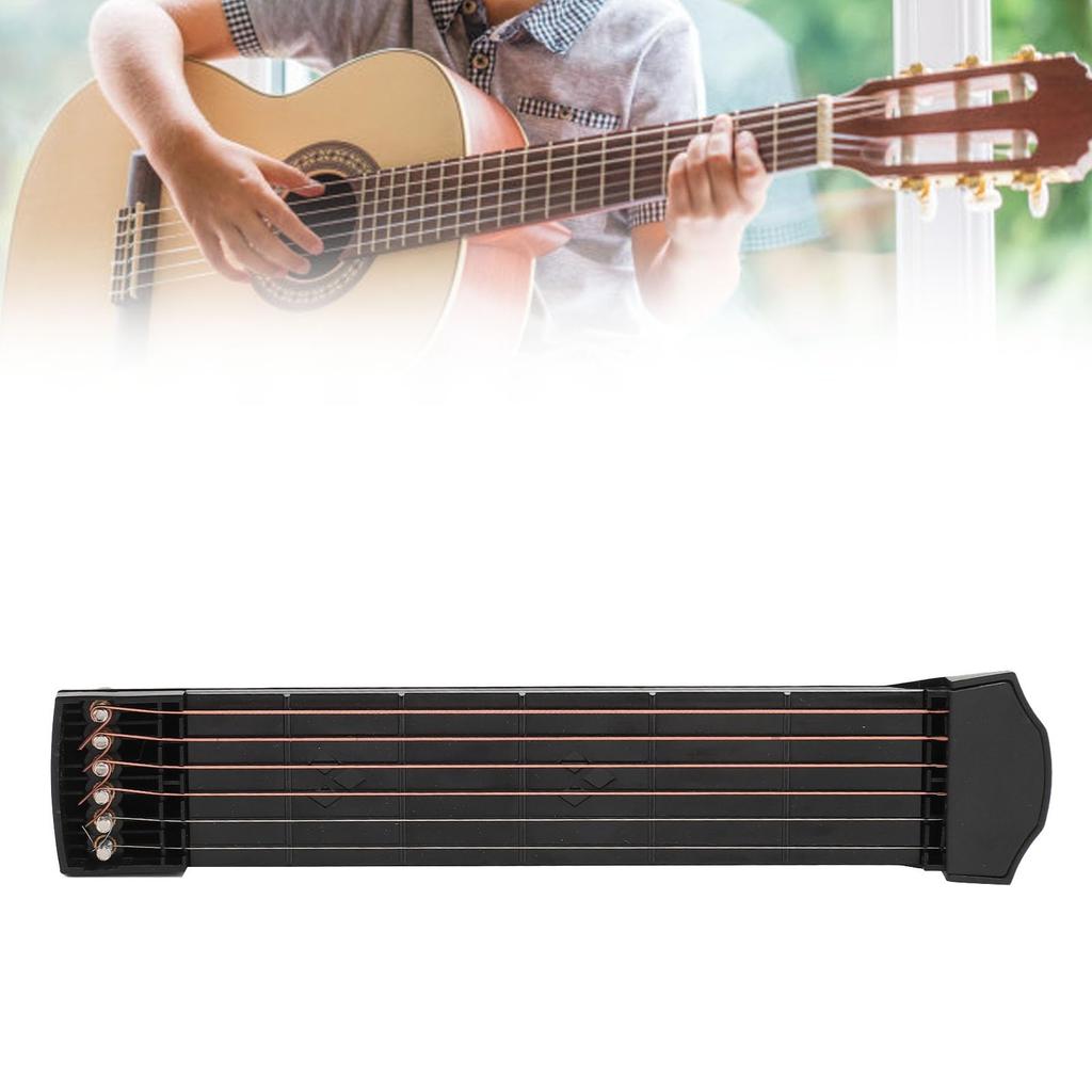 Kytarový cvičný krk 6 strun 6 pražců Přenosná kapesní kytara Trénink akordů Ocelové struny ABS materiál pro začátečníky Děti