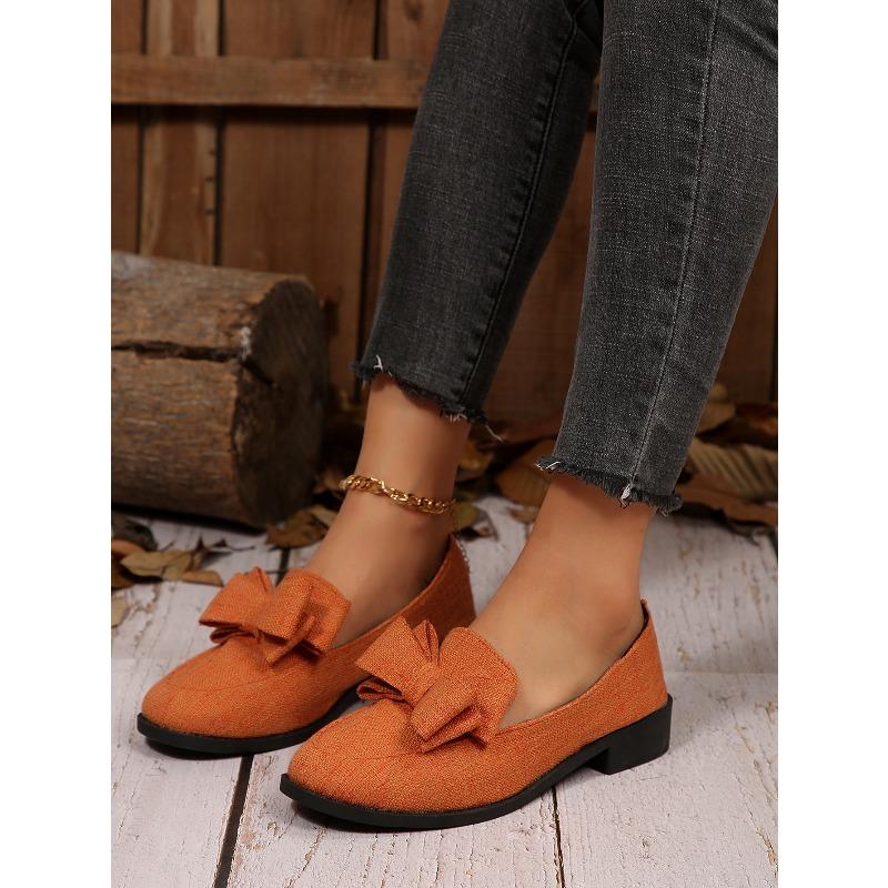 Bow Low-top Single Shoes Women's 2025 Autumn New Plus-size One-foot Loafers