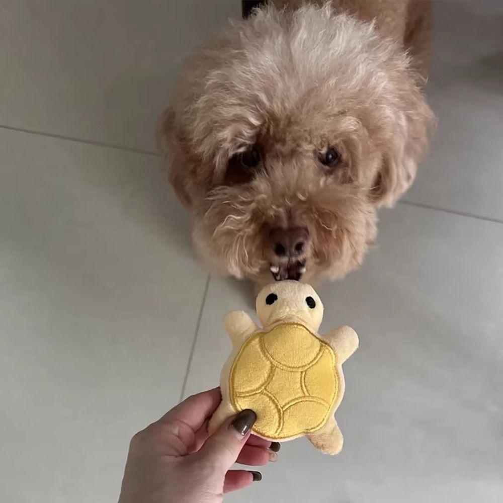 Lustiges Fleece-Schildkröten-Hundespielzeug Bissfest Spaß Spielen Vokalisation Haustierspielzeug Mini Interaktives Quietsch-Welpenspielzeug Katze & Hund