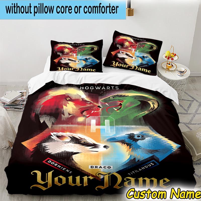 3pcs Custom Name Seek Hallows Witch Bedding Set Includes 1 Duvet Cover & 2 Pillowcases for All Seasons Dormitory Home Decor Christmas gifts