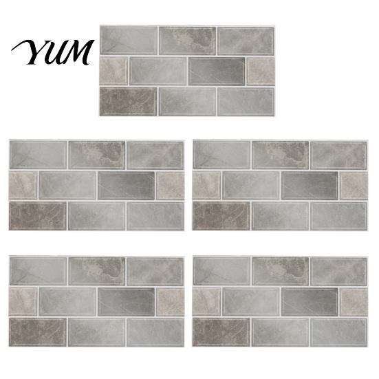 Waterproof Wall Decals for Kitchen 5Pcs Vintage Brick Tile Stickers, Oil?Proof Wallpaper, Peel Removable Backsplash Rental & Stick Living Room Home