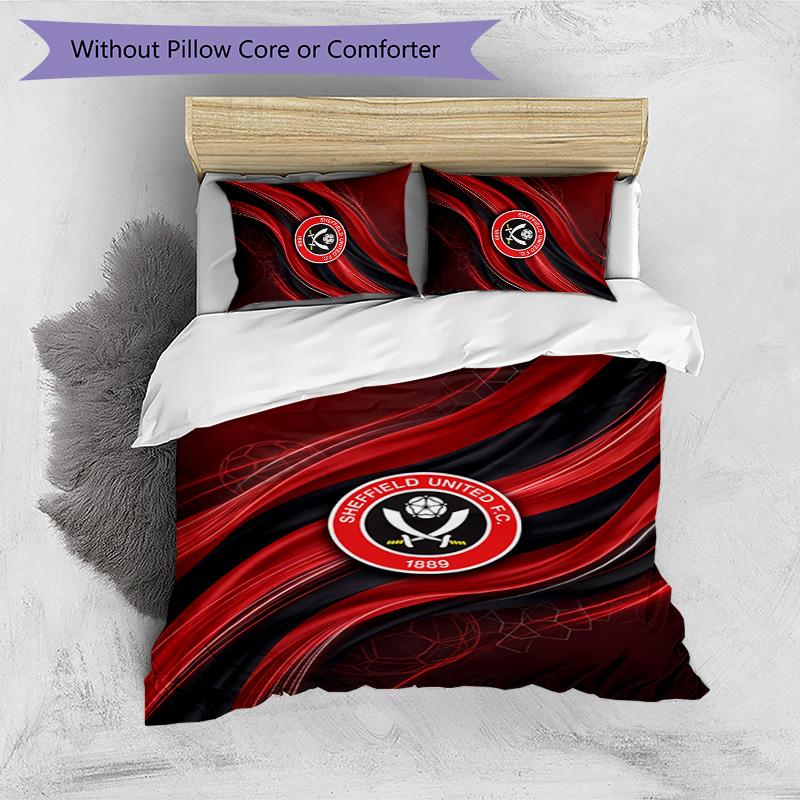 Set Lenzuola Stampato Sheffield United Football 3 Pezzi, Comodo Set Copripiumino per Camera da Letto Amico della Pelle