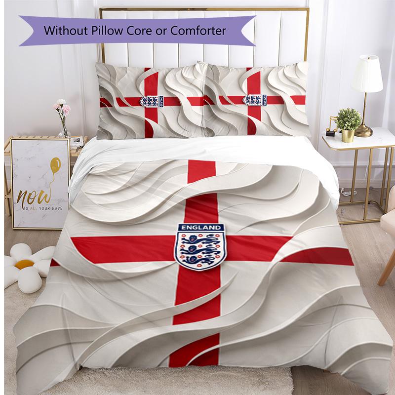 England Football Printed Bedding 3 Piece Set Cozy Breathable Bed Cover Set As Housewarming Holiday Gift