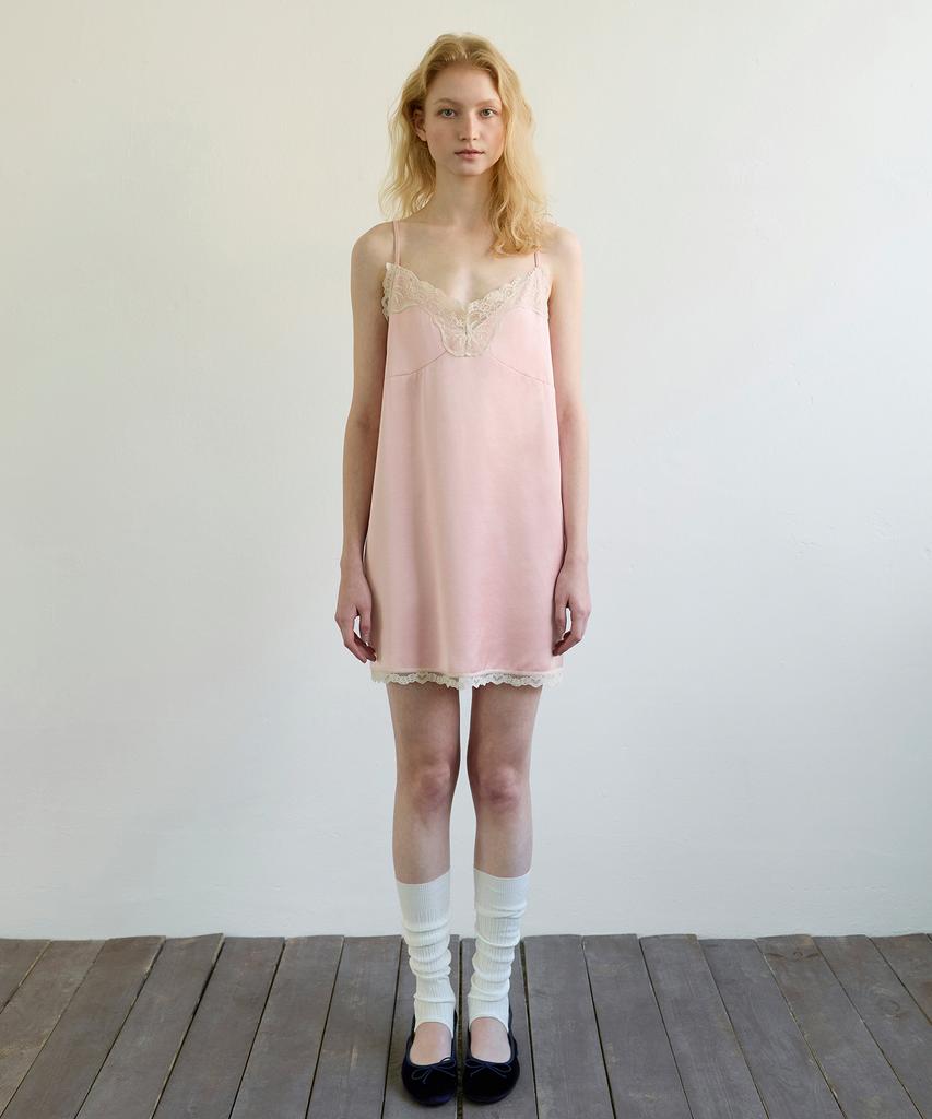 Aobteu Lace Slip Mini Dress - Pink