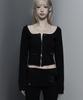 ETRE AU SOMMET Square Button Point Slim-Fit Long Sleeve Top (Black)