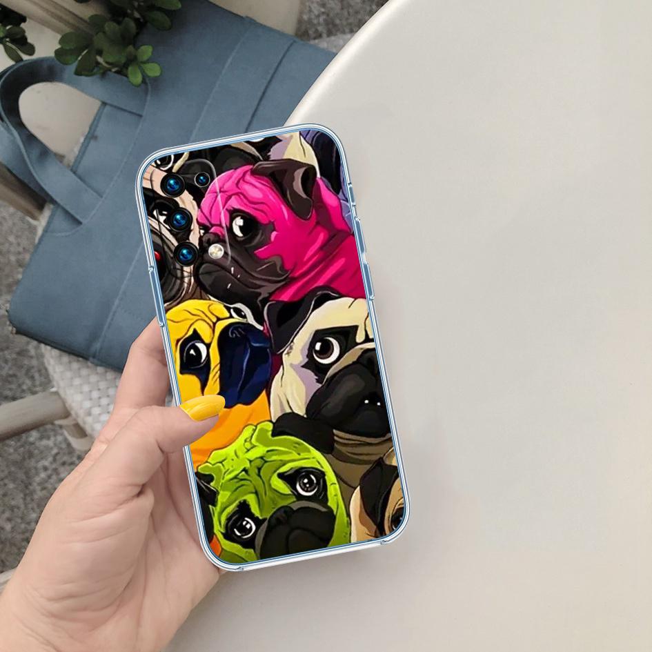 MY6 Cute Pug Dog Transparent Phone Case for Motorola Moto G40 G04 G05 One Ace Action Fusion + Plus Hyper Macro Vision Zoom