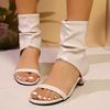 Fashion 2025 Fashion Retro Women's Cover Heel Sandals Summer Thin Heels Back Zip Round Toe Sandals for Daily Modern Ankle Boots Women