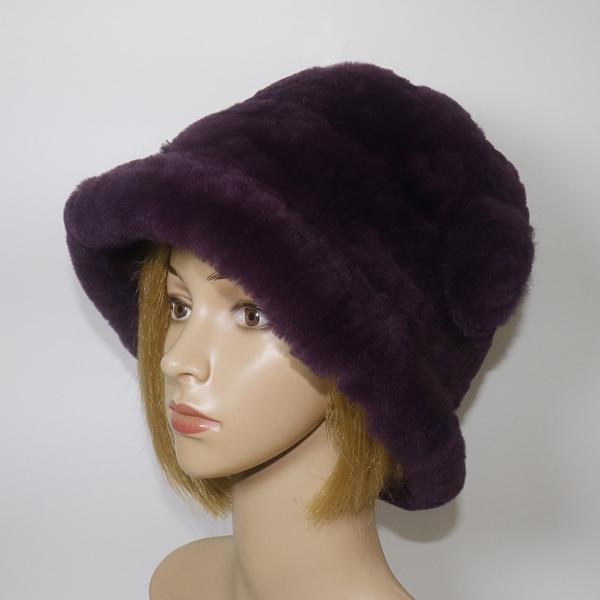 Winter Women Outdoor Knitted Real Rex Rabbit Fur Hat Natural Warm Fur Bucket Hats Girls Fashion Fluffy Real Rex Rabbit Fur Caps