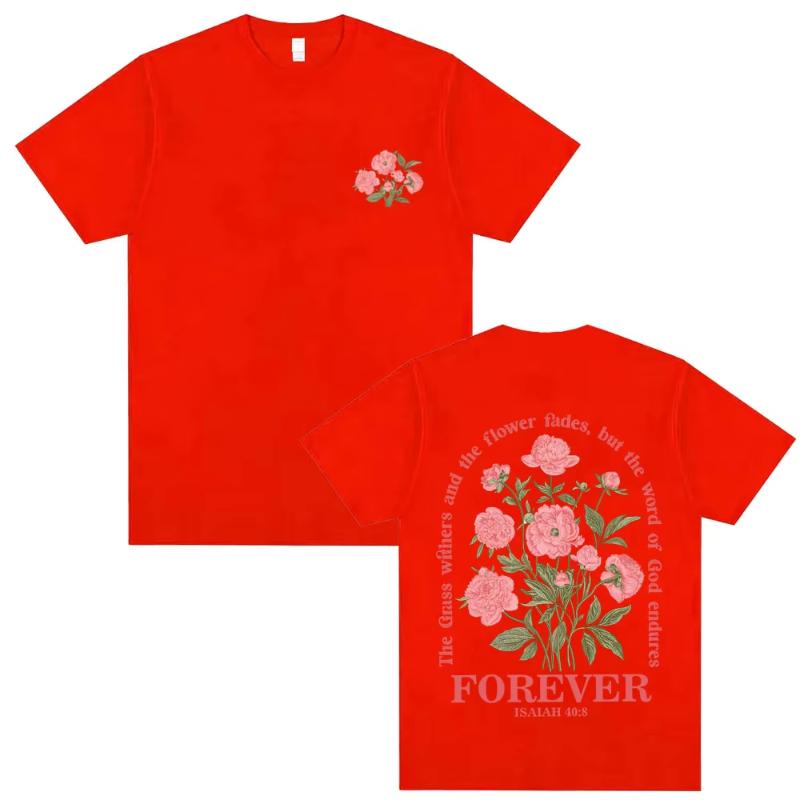 The Grass Withers and The Flower Fadesbut The Word of God Endures Forever Tshirt Christian Jesus Tshirt Male Casual T Shirts