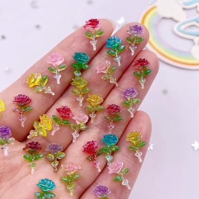 50ks Směs Pryskyřice Třpytky Mini Roztomilý Krystal Barevný Rosa Chinensis Umění Nehtů Plochá Záda Květina Kamínek Aplikace DIY Scrapbooking Doplňky Řemesla