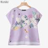 ZANZEA Women Floral Print Summer Casual Short Sleeve Blouse