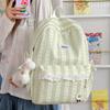 Schoolbag Summer Fresh Peach Light Pink Striped Bow Schoolbag Milk Huhu Sweet Girl Heart Girlfriend Travel Backpack