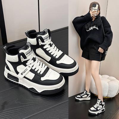 High Top White Shoes for Women Thick Soled Casual Board Shoes for Autumn and Winter