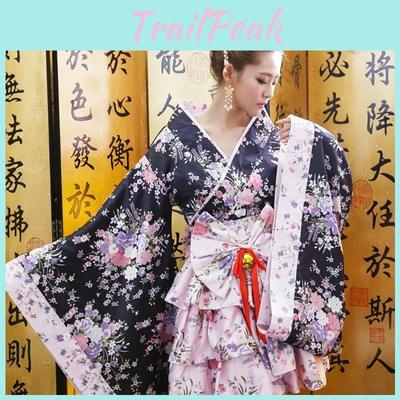 Stylish Japanese Kimono Cosplay Lolita Anime Maid Costume Dress Set For Women