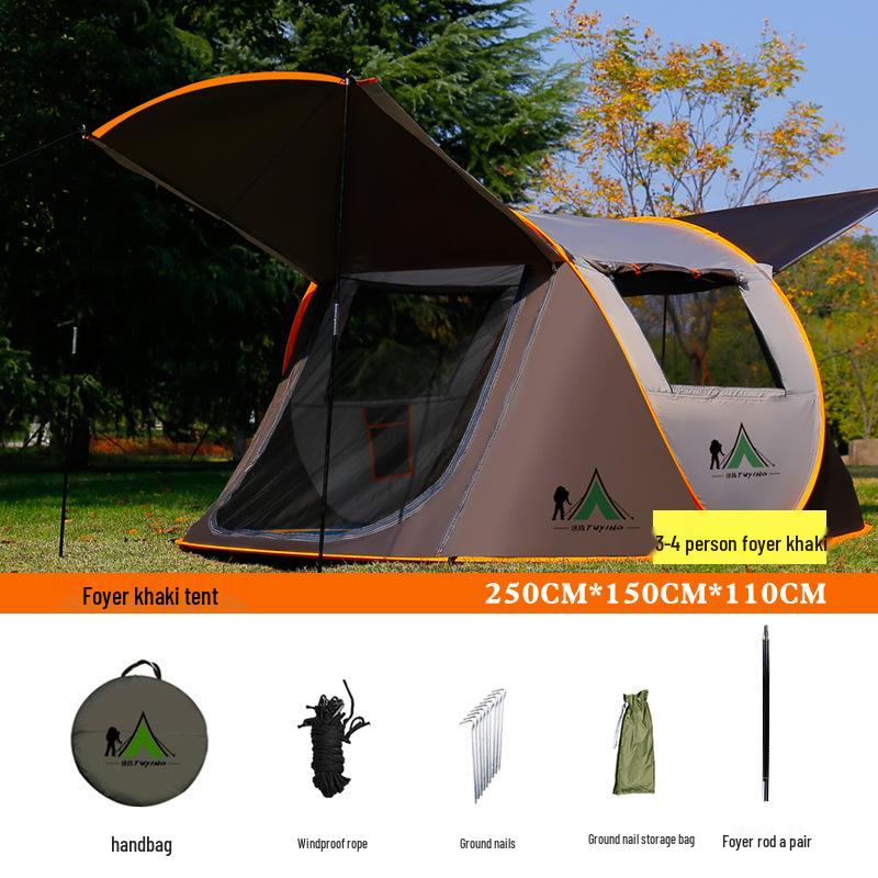 Automatic Pop-Up Tent for 3-4 People - Portable, Foldable, Ideal for Beach or Camping