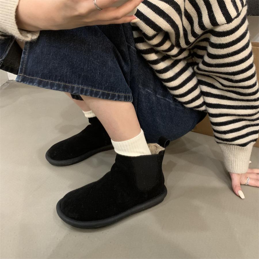 Winter Retro Women's Cotton Shoes Padded Warm Short Boots Flat Cotton Shoes