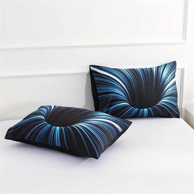 Juego de Funda Nórdica de 3 piezas azul y negro Funda de Cama 3D, Decoración de Dormitorio para Hombres Mujeres Adultos Tejido cómodo y suave sin relleno