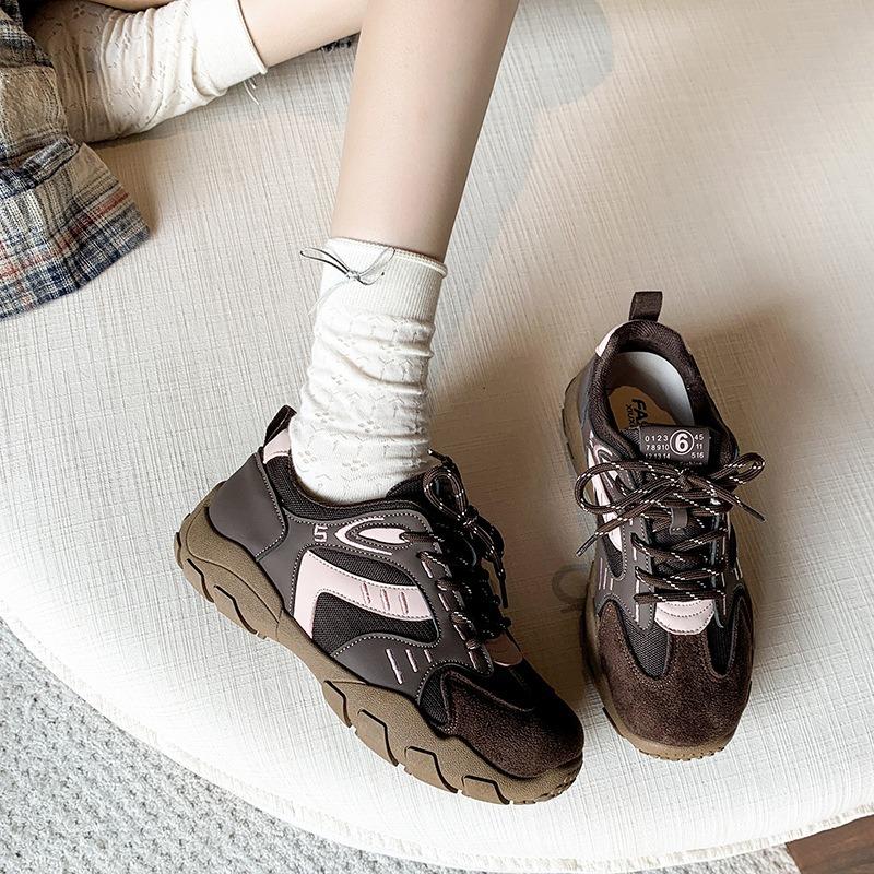 Thick bottom women's autumn new versatile fashion leisure sports color matching lace-up