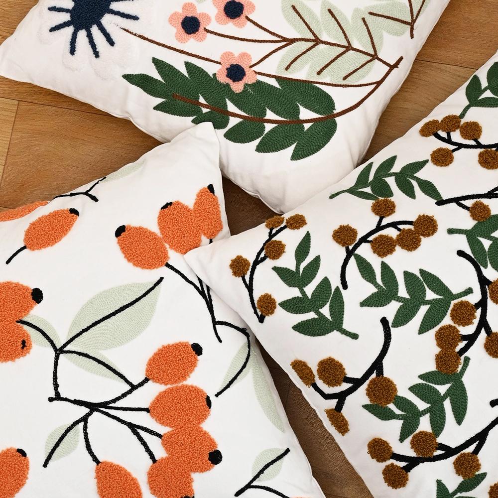 Buynow Floral Embroidered Pillowcase45X45Cm Vintage Pastoral Living Room Sofa Cushion Cover Home Bedroom Decor Cojines Para Sala