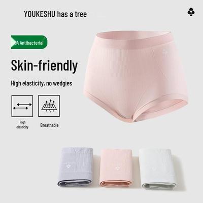 YOUKESHU Women's 10A Antibacterial Cotton Crotch Mid-High Waist Briefs (3-Pack)