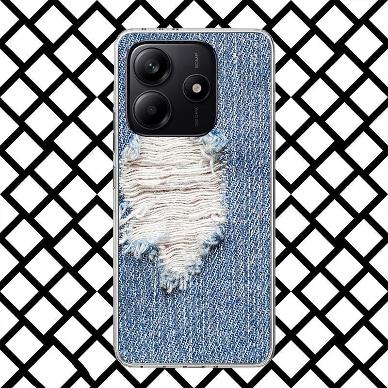 Retro Denim Embrpoidery Phone Case for Xiaomi Redmi Note 15 14 14S 13 12 12S 11 Pro Plus 11E 11T 11S 10S 5G Soft Cover Fundas Re