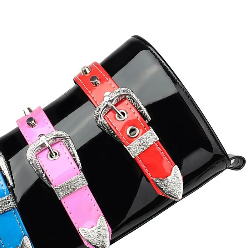 Fashion New Belt Buckle Cross Strap 6.5cm Thick Sole Long Boots Autumn Winter Fashion Short Plush Warm Women Knee High Boots Size 35-46