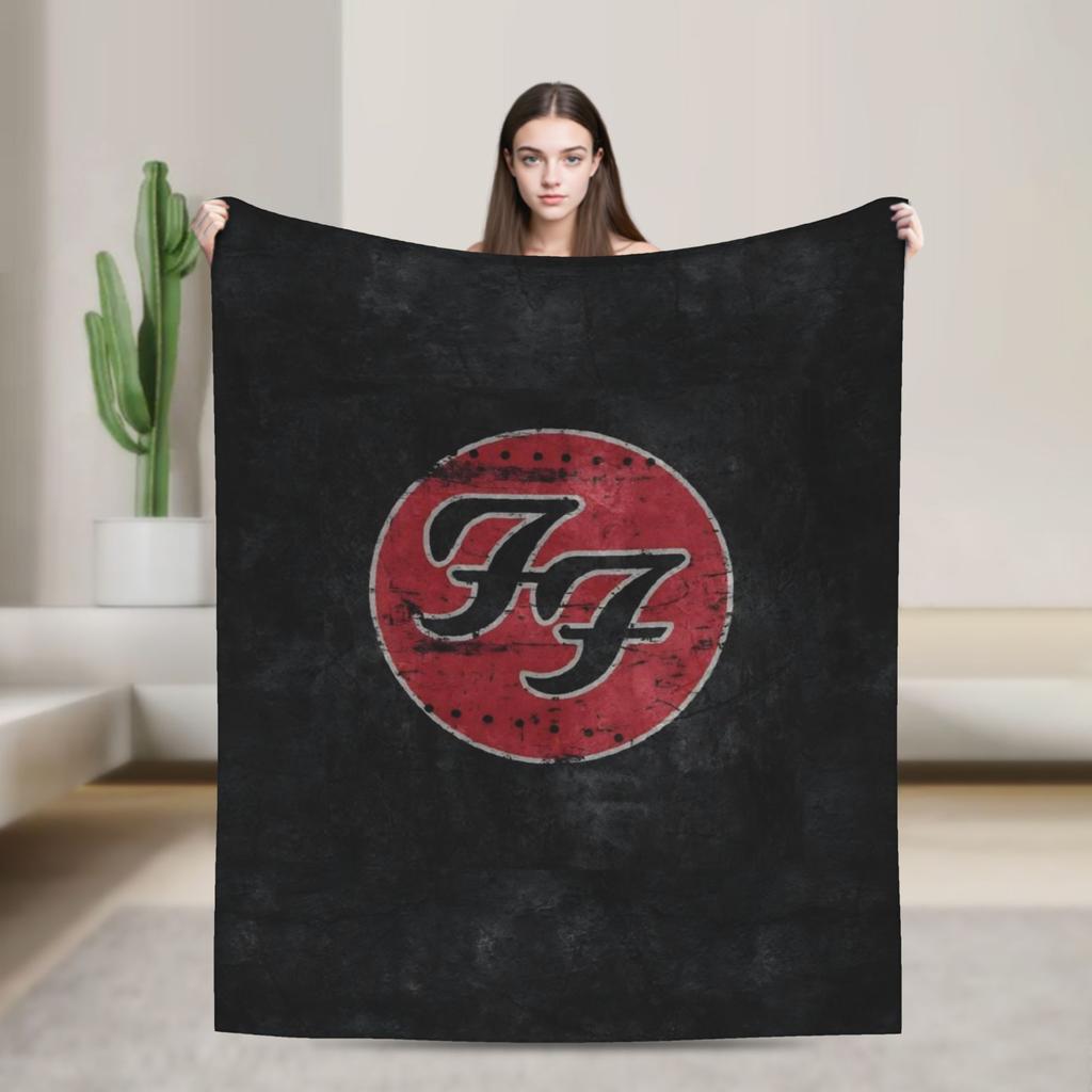 Fools Band F-Fighters Flannel Blanket Soft Durable Throw Blanket for Outdoor Travel Novelty Bedspread Sofa Bed Cover