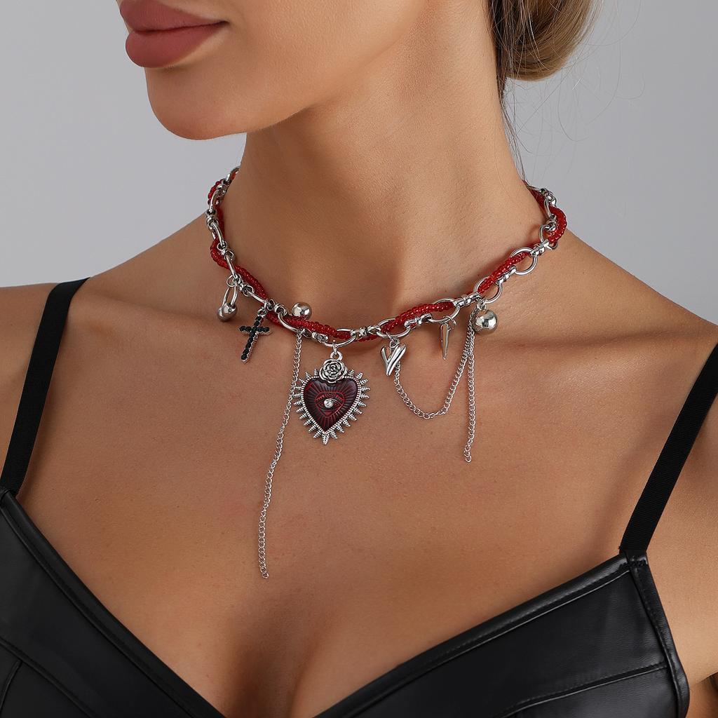 Dark Less Love Necklace ins Spice Girl Wind Cross Cone Element Necklace