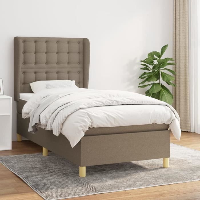 3128825 vidaXL Divan Bed with Mattress Taupe 100x200 Cm Fabric