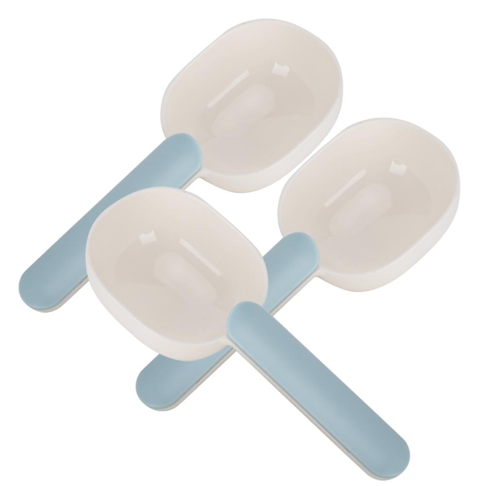 3Pcs High Strength Plastic Pet Food Scoop Cat Dog Feeding Spoon with Handle Clip for Pet Supplies(WhiteBlue )