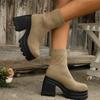 Fashion High Heels Women Sock Boots Ankle Winter Knitting Shoes Chunky 2024 Platform Fashion Walking Chelsea Boots New Mujer Zapatos