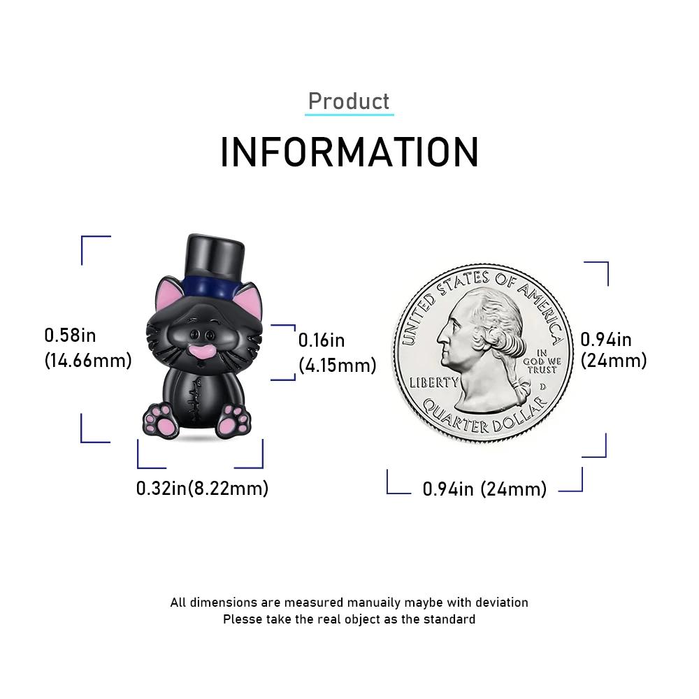 Original Cobre Gato Dinossauro Escorpião Bruxa Crânio Contas Pretas Berloques Para Pulseira Pan Joias Presente de Halloween