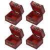 4PCS Antique Wooden Small Box Vintage Wooden Storage Case for Storing Jewelry Treasure