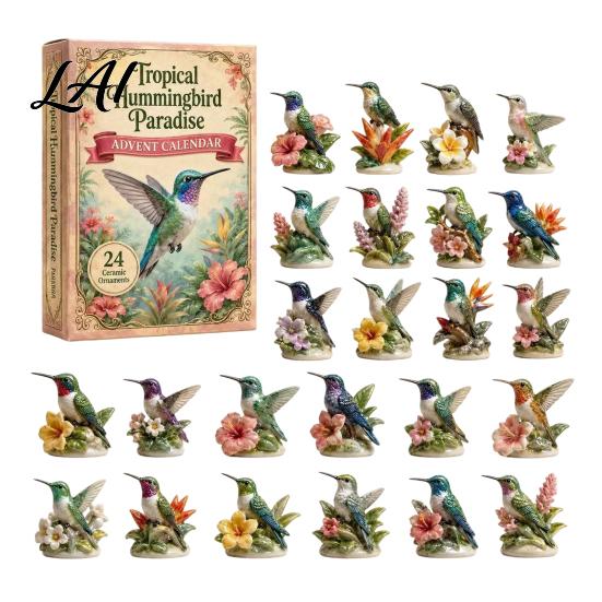 Calendario dell'Avvento di Natale 2026 Calendario Colibrì Set di Ornamenti in Acrilico a 24 Giorni con Figura di Uccello Bomboniere per Feste di Natale Albero Countdown Decorazione da Appendere,