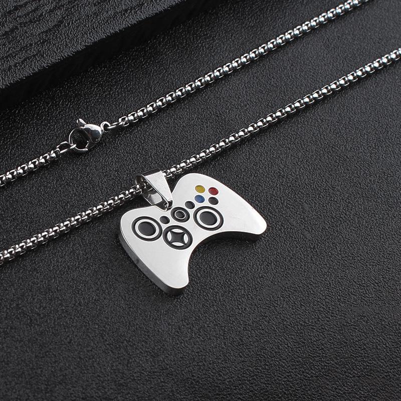 Unisex Cross-Border Game Console Controller Necklace Pendant - Stainless Steel Sweater Chain