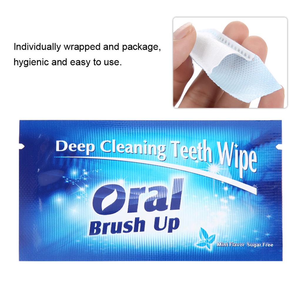 50 pièces lingettes dentaires propres dents essuyer tissu outil de nettoyage des dents pour un nettoyage buccal en profondeur